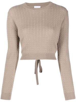 Patou cable-knit rear-tie cropped jumper - Neutrals