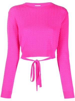 Patou cable-knit rear-tie cropped jumper - Pink