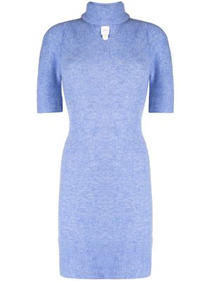 Patou cut-out detailing short-sleeve dress - Blue