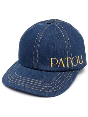 Patou denim embroidered-logo cap - Blue
