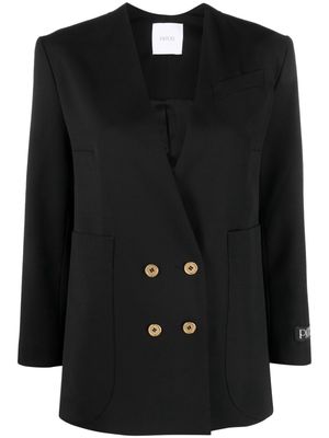 Patou double-breasted wool-blend blazer - Black