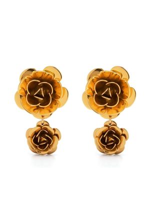 Patou Double Flower pendant earrings - Gold