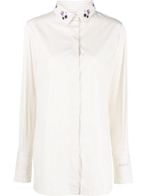 Patou embroidered collar striped shirt - Yellow
