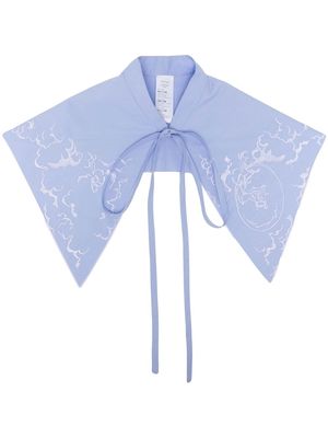 Patou embroidered-design oversize collar - Blue