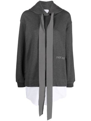 Patou embroidered-logo hoodie dress - Grey