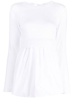Patou flared long-sleeved T-shirt - White