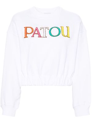 Patou flocked-logo cropped sweatshirt - White