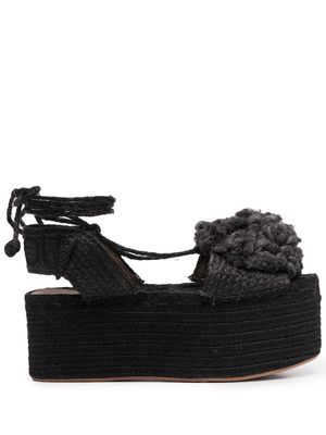 Patou floral-applique detail sandals - Black