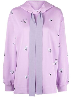 Patou floral-embroidered drawstring hoodie - Pink