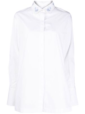 Patou floral-embroidered long-sleeved shirt - White
