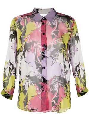 Patou floral print sheer blouse - Pink