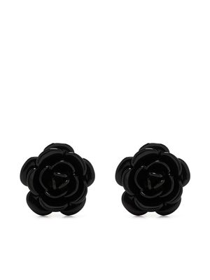 Patou flower charm stud earrings - Black