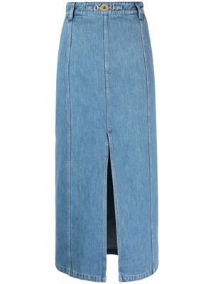 Patou front-slit denim midi skirt - Blue
