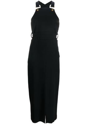 Patou front-slit dungaree dress - Black