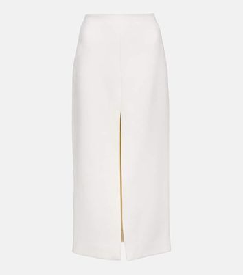 Patou Front-slit wool-blend midi skirt
