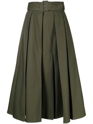 Patou high-waisted pleated skirt - Green