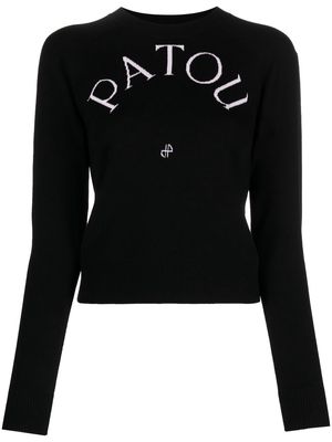 Patou intarsia-knit logo fitted jumper - Black