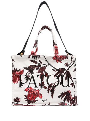 Patou large floral-print tote bag - White