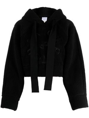 Patou letter-appliqué fleece hoodie - Black