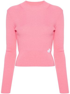 Patou logo-appliqué ribbed jumper - Pink