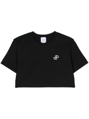 Patou logo-embellished cotton cropped T-shirt - Black