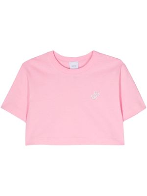 Patou logo-embellished cotton cropped T-shirt - Pink