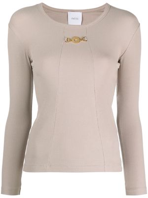 Patou logo-embellished ribbed-knit top - Neutrals