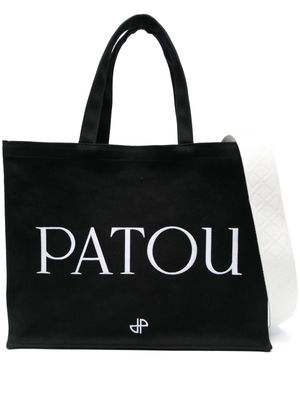 Patou logo-embroidered canvas tote bag - Black