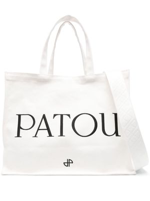 Patou logo-embroidered canvas tote bag - Neutrals