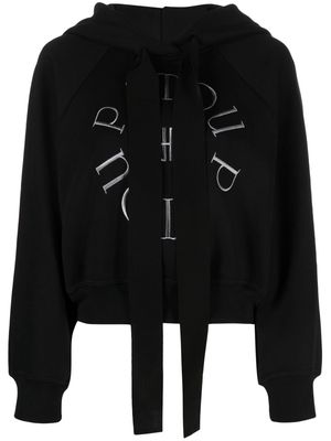 Patou logo-embroidered cotton hoodie - Black