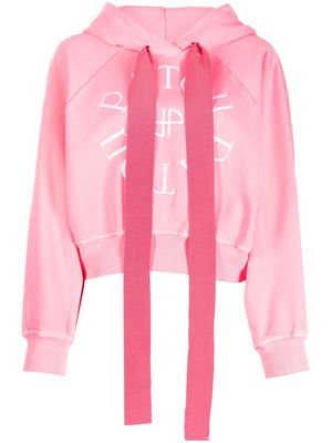 Patou logo-embroidered cropped hoodie - Pink