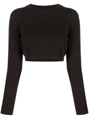 Patou logo-embroidered cropped jumper - Brown