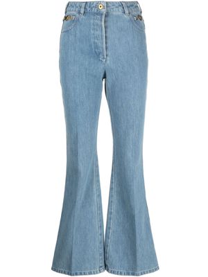 Patou logo-embroidered flared jeans - Blue