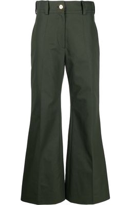 Patou logo-embroidered flared trousers - Green