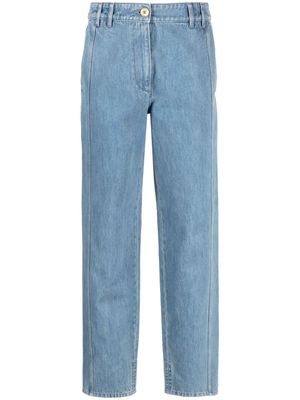 Patou logo-embroidered straight-leg jeans - Blue