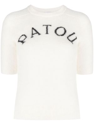 Patou logo-intarsia knitted top - Neutrals