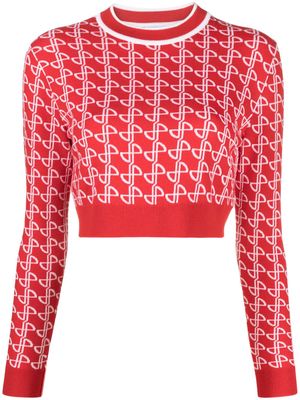 Patou logo-jacquard merino wool jumper - Red