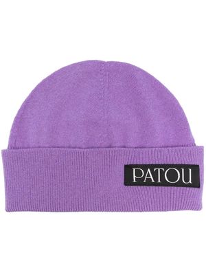 Patou logo-patch beanie - Purple