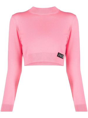 Patou logo-patch knitted top - Pink