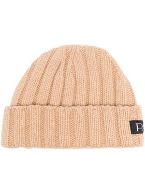 Patou logo-patch ribbed beanie - 109B BISCUIT
