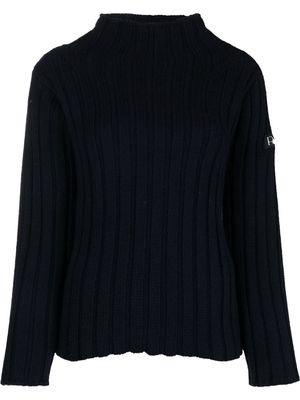 Patou logo-patch ribbed-knit jumper - Blue