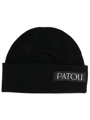 Patou logo-patch wool beanie - Black