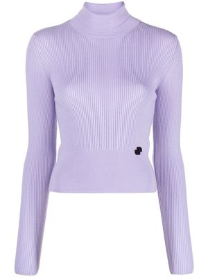 Patou logo-plaque ribbed-knit top - Purple