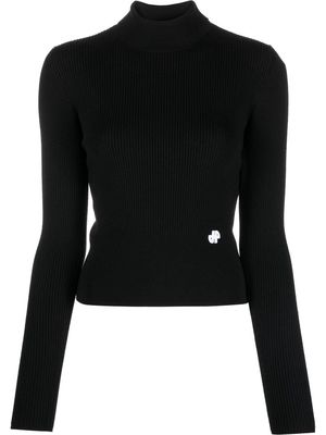 Patou logo roll-neck knitted top - Black