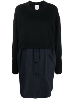Patou Mixed media sweatshirt dress - Black