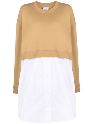 Patou Mixed media sweatshirt dress - Brown