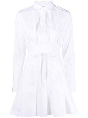 Patou pleat-detail mini shirtdress - White