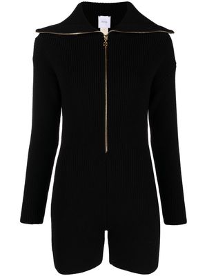 Patou ribbed-knit long-sleeved playsuit - Black
