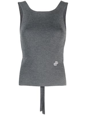 Patou ribbed-knit wrap top - Grey