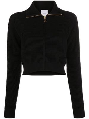 Patou ribbed-knit zip-up cropped cardigan - Black